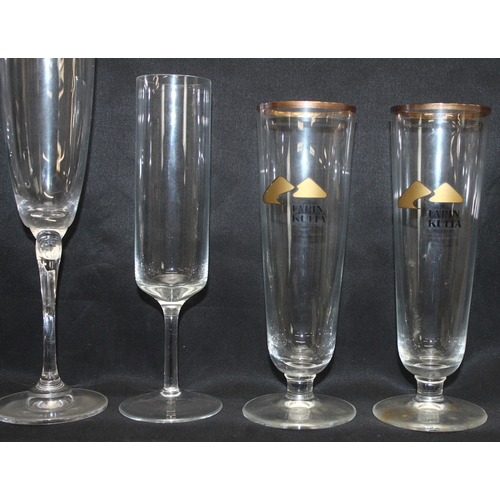 1655 - Qty of drinking glasses, mostly for Champagne, some with advertising for William Nahe Verzy Champagn... 