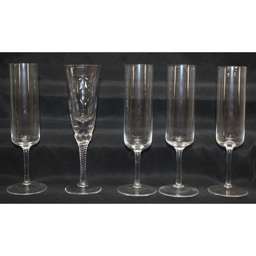 1655 - Qty of drinking glasses, mostly for Champagne, some with advertising for William Nahe Verzy Champagn... 