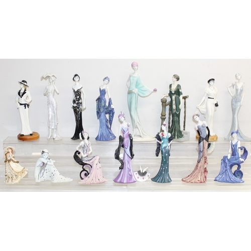 1658 - Qty of Art Deco style lady figurines, tallest approx 38cm