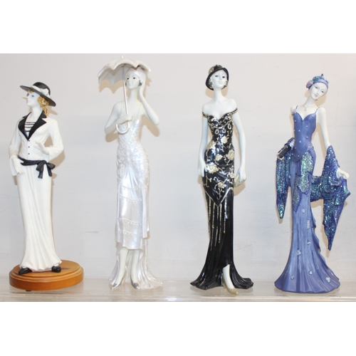 1658 - Qty of Art Deco style lady figurines, tallest approx 38cm