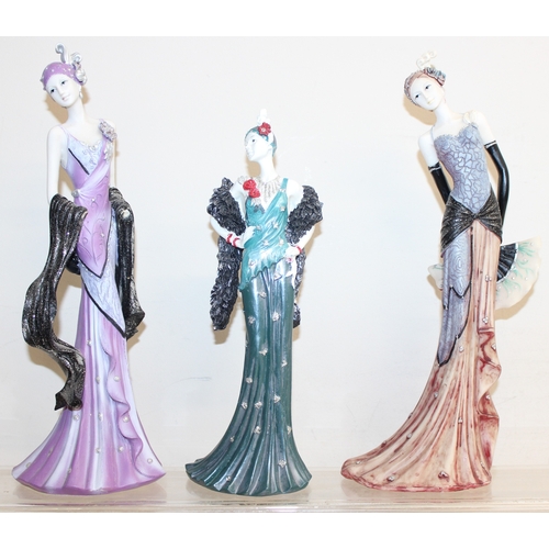 1658 - Qty of Art Deco style lady figurines, tallest approx 38cm