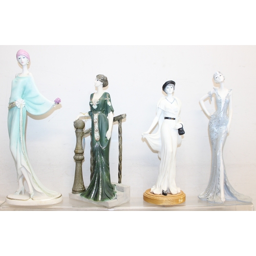 1658 - Qty of Art Deco style lady figurines, tallest approx 38cm