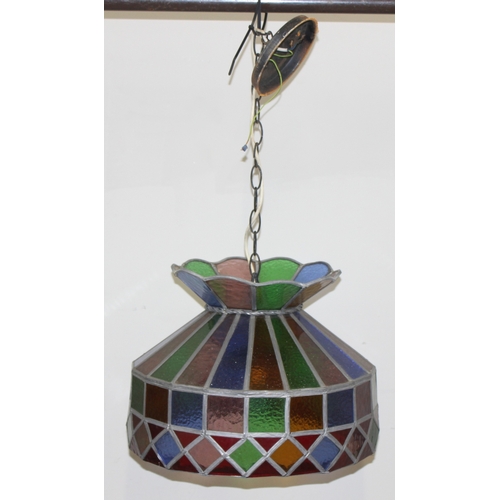 244 - A vintage Tiffany style leaded glass lamp shade, multicoloured, approx 43cm in diameter