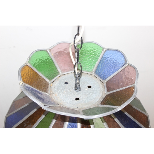 244 - A vintage Tiffany style leaded glass lamp shade, multicoloured, approx 43cm in diameter