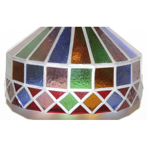 244 - A vintage Tiffany style leaded glass lamp shade, multicoloured, approx 43cm in diameter