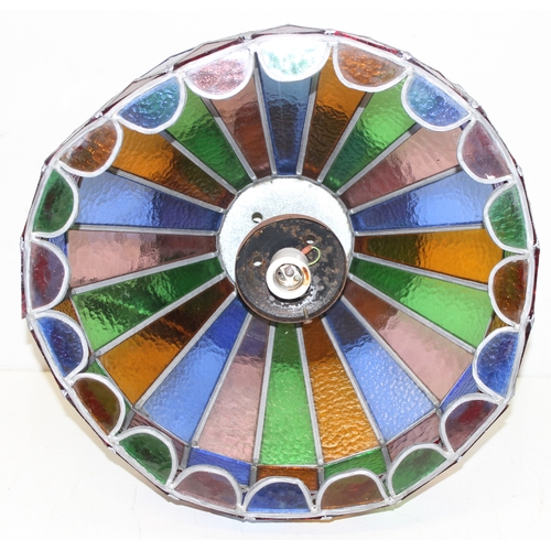 244 - A vintage Tiffany style leaded glass lamp shade, multicoloured, approx 43cm in diameter