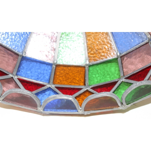 244 - A vintage Tiffany style leaded glass lamp shade, multicoloured, approx 43cm in diameter