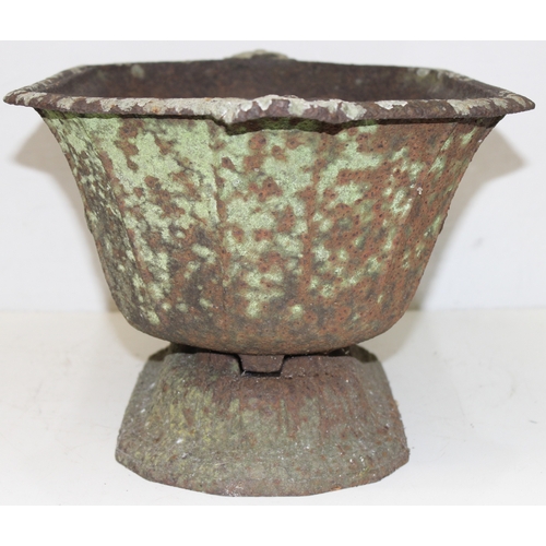 302 - 19th century Neoclassical cast iron garden planter, approx 61cm x 34cm x 25cm