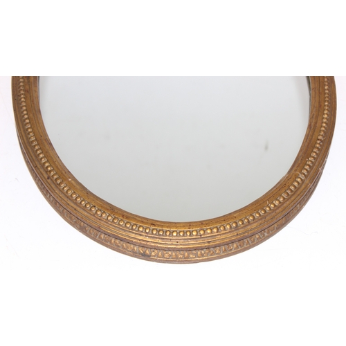 375 - Vintage gilt-framed oval wall mirror, approx 49cm x 35cm