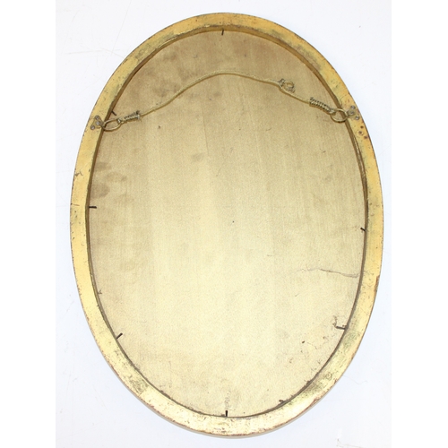 375 - Vintage gilt-framed oval wall mirror, approx 49cm x 35cm