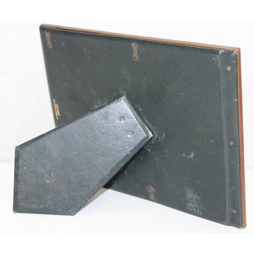 376 - Vintage Asprey's leather easel-backed photo frame, with limited edition coloured print of a Fantail,... 