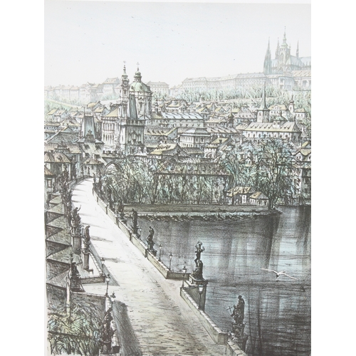 377 - 2 large limited edition prints, one indistinctly singed in pencil of the Prague Clocktower, the othe... 