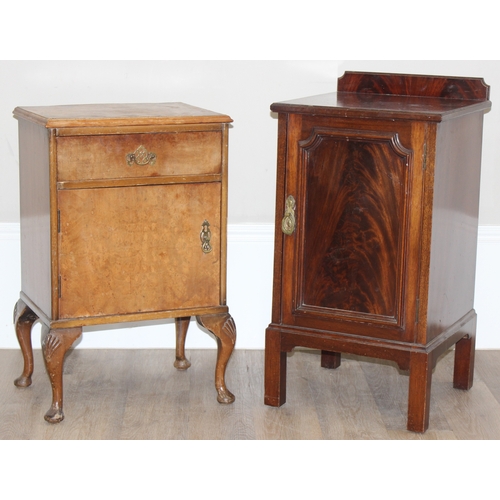 81 - Queen Anne style bedside cabinet on cabriolet legs by Dillon and a mahogany bedside cabinet, largest... 