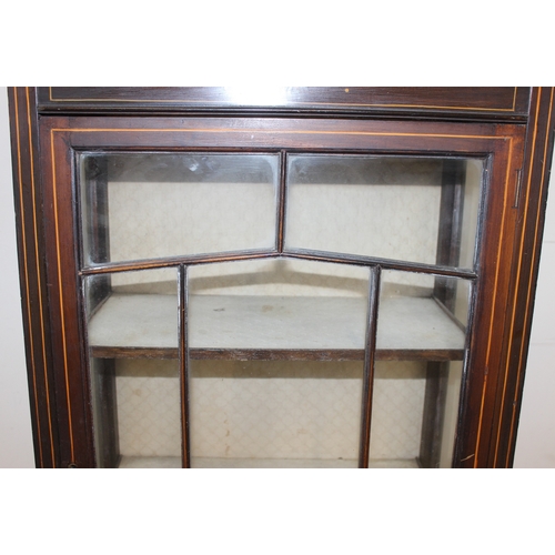 90 - An antique mahogany display cabinet with Sheraton style painted details, approx 60cm wide x 29cm dee... 