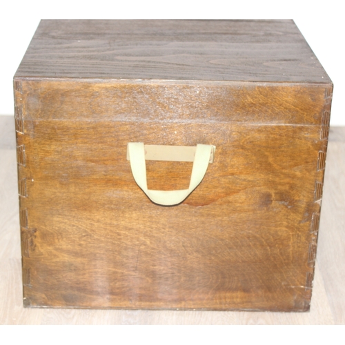 109 - 2 vintage trunks, one a wooden slatted and canvas lined example and a wooden one named to Lt. Col A.... 