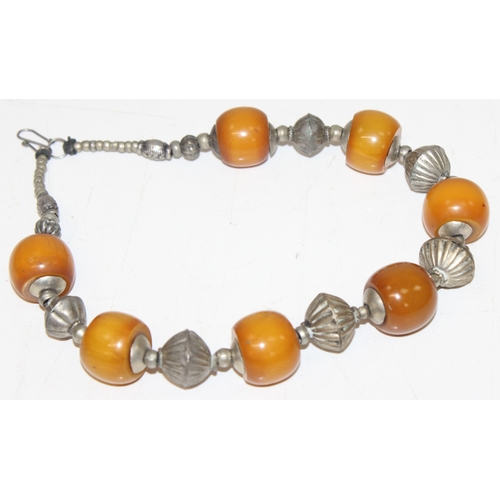 1158 - A number of vintage and later amber effect bead necklaces and other jewellery