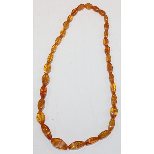 1158 - A number of vintage and later amber effect bead necklaces and other jewellery