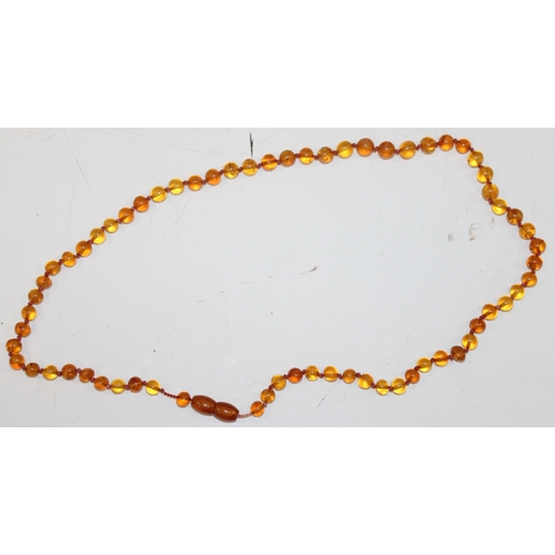 1158 - A number of vintage and later amber effect bead necklaces and other jewellery