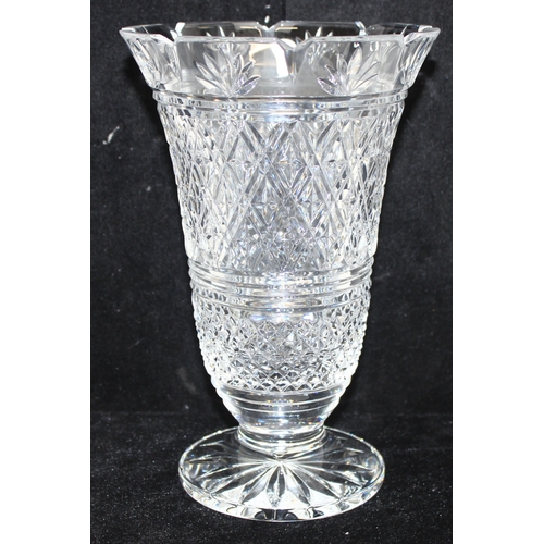 1511 - Waterford cut crystal tapered vase on footed base with hobnail design, with original box, approx 26c... 