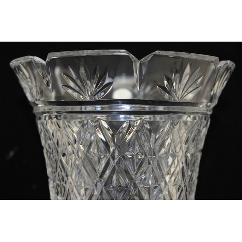 1511 - Waterford cut crystal tapered vase on footed base with hobnail design, with original box, approx 26c... 