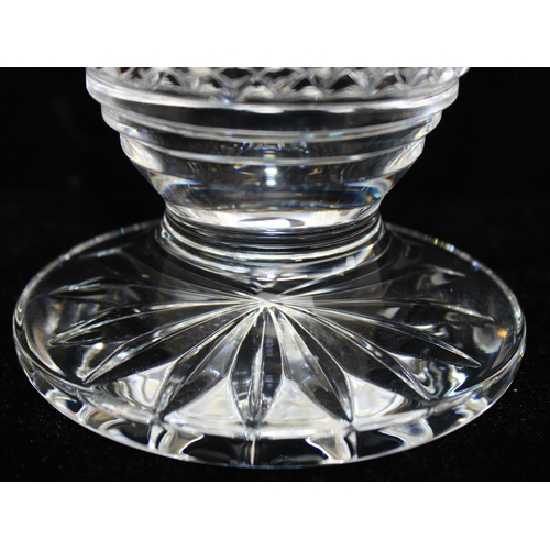 1511 - Waterford cut crystal tapered vase on footed base with hobnail design, with original box, approx 26c... 