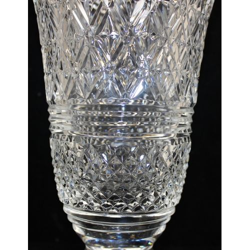 1511 - Waterford cut crystal tapered vase on footed base with hobnail design, with original box, approx 26c... 