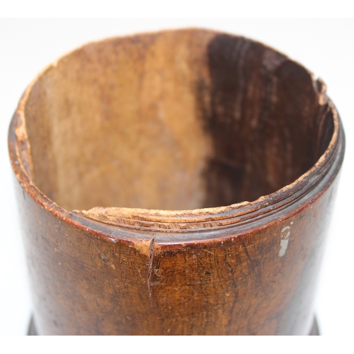 1512 - An antique treen string holder barrel or pot of large proportions, believed to be Lignum Vitae, mid-... 