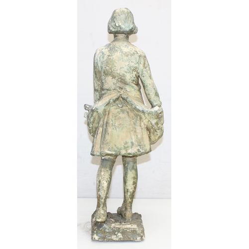 1660 - A vintage weathered plaster figure of a young girl with firewood, unsigned, approx 55cm tall