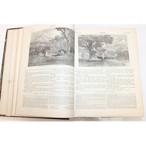 542 - An extremely large 19th century leather bound family bible with illustrations, published by James Sa... 