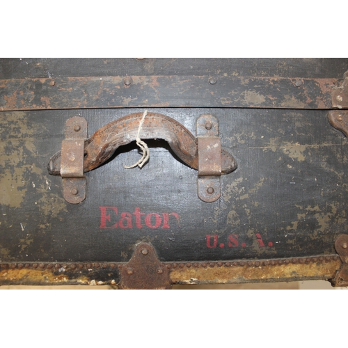 104 - A vintage black painted shipping trunk by Henry Likly of Rochester, New York, early 20th century, ap... 