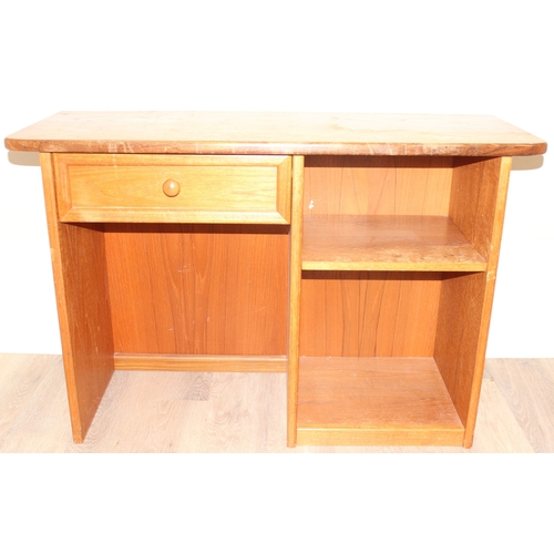 76 - A vintage G-Plan desk with single drawer and a number of openings, and a pair of G-Plan 2 drawer bed... 