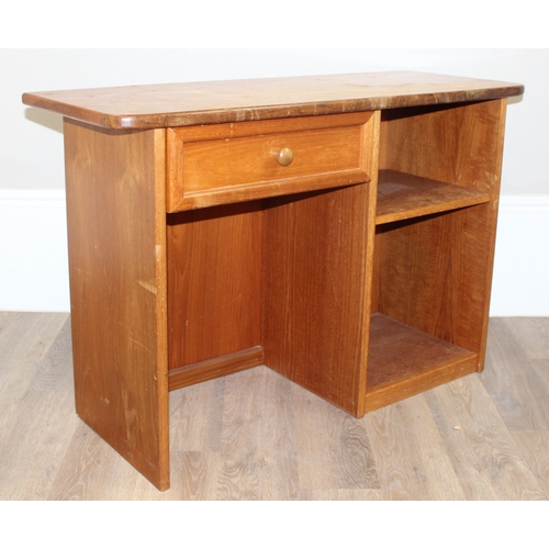 76 - A vintage G-Plan desk with single drawer and a number of openings, and a pair of G-Plan 2 drawer bed... 