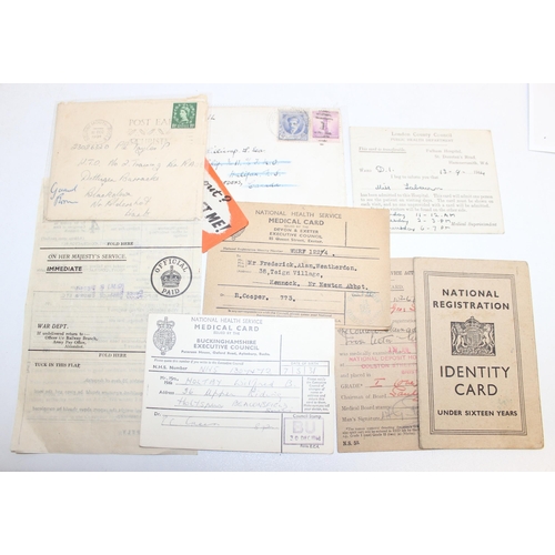 1442 - Qty of mixed military and civil defense ephemera and artifacts to incl First Aid Box for 'AA' search... 