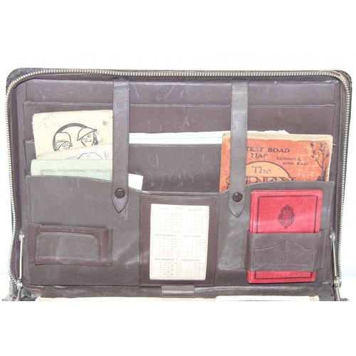 1445 - Late 1930's stationery case with contents to incl photographs and ephemera, mainly military related