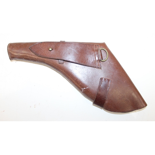 1447 - A vintage military officer's Sam Brown leather-belt with pistol holster and sword hanger