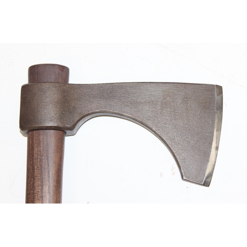 1448 - Vintage style battle-axe with wooden handle, approx 60cm long