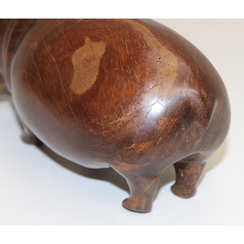 1516 - A vintage carved hardwood figure of a hippo, possibly Teak c.1960's, unmarked, approx 23cm wide