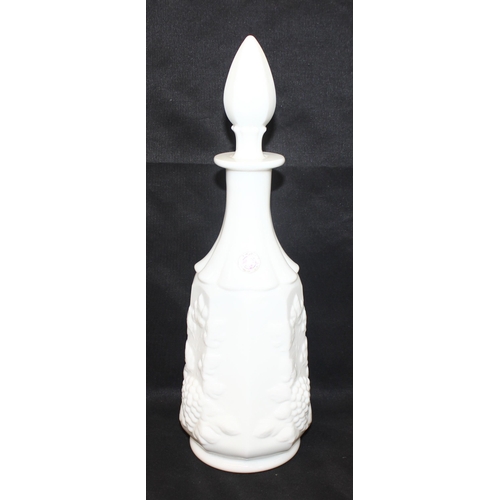 1666 - Westmoreland Milk Glass - a set of 6 glasses and a matching decanter, the decanter approx 33cm tall