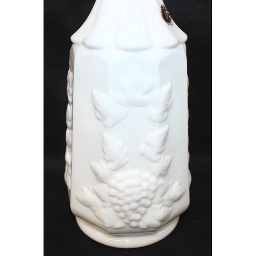 1666 - Westmoreland Milk Glass - a set of 6 glasses and a matching decanter, the decanter approx 33cm tall