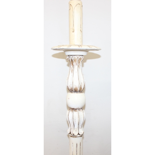 247 - A vintage carved wooden standard lamp with distressed painted finish, approx 165cm tall