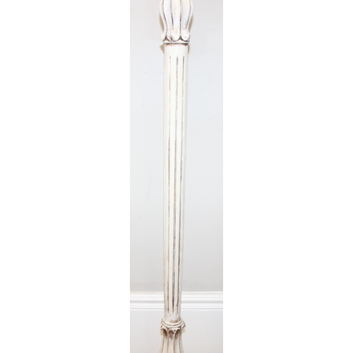 247 - A vintage carved wooden standard lamp with distressed painted finish, approx 165cm tall