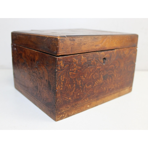 296 - Qty of assorted wooden boxes to inc a Victorian floral painted papier mache box etc (5)