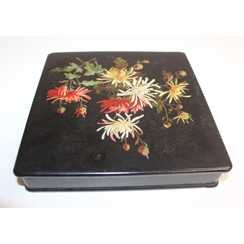 296 - Qty of assorted wooden boxes to inc a Victorian floral painted papier mache box etc (5)