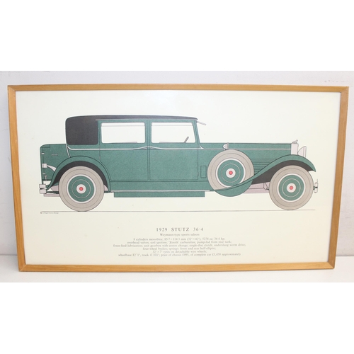 381 - A set of 6 Hugh Evelyn designs prints depicting 1920's & 1930's motorcars, each approx 48cm x 28cm i... 