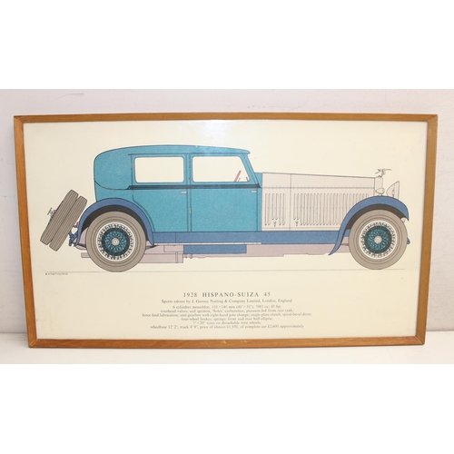 381 - A set of 6 Hugh Evelyn designs prints depicting 1920's & 1930's motorcars, each approx 48cm x 28cm i... 