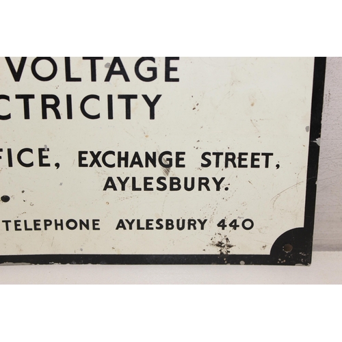 385 - A vintage painted metal sign for Eastern Electricity Board, local interest for Exchange St, Aylesbur... 