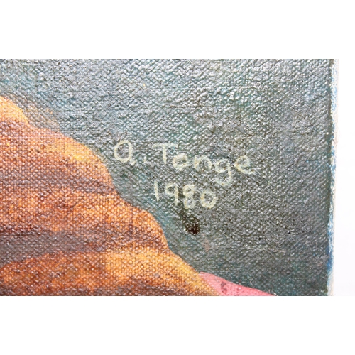 391 - Q Tonge (XX), a vintage oil on canvas of an elderly male, signed lower right and dated 1980, unframe... 