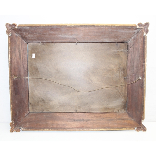 392 - Antique style brown and gilt decorative wall hanging mirror, approx 70cm W x 54cm H