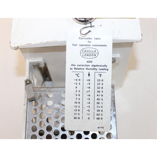 723 - Vintage Casella of London Thermohygrograph with associated accessories