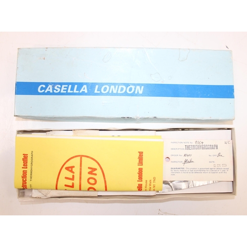 723 - Vintage Casella of London Thermohygrograph with associated accessories